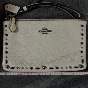 Coach Wristlet In White With Rhinestones
